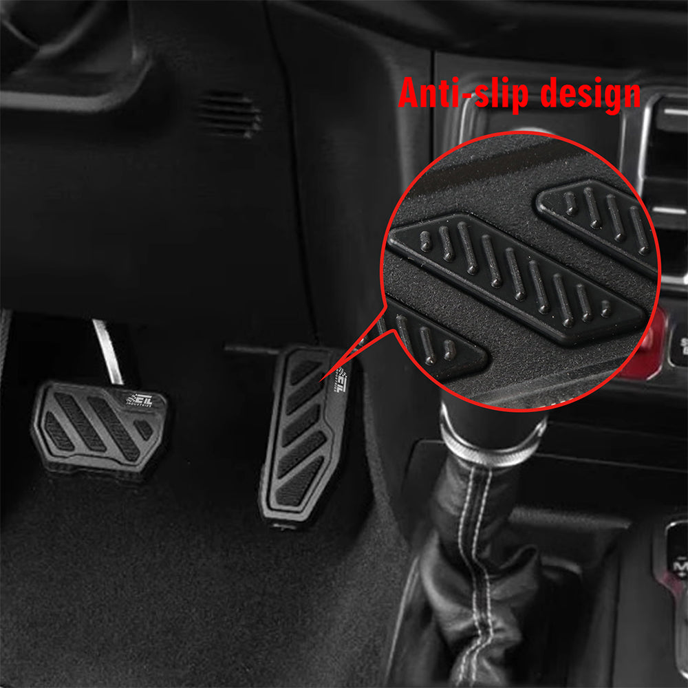 ETL INDUSTRIES Gas Brake Pedal Covers for Jeep JL/JT 2018-2025 – Aluminum Anti-Slip Pedal Pads, 2Pcs
