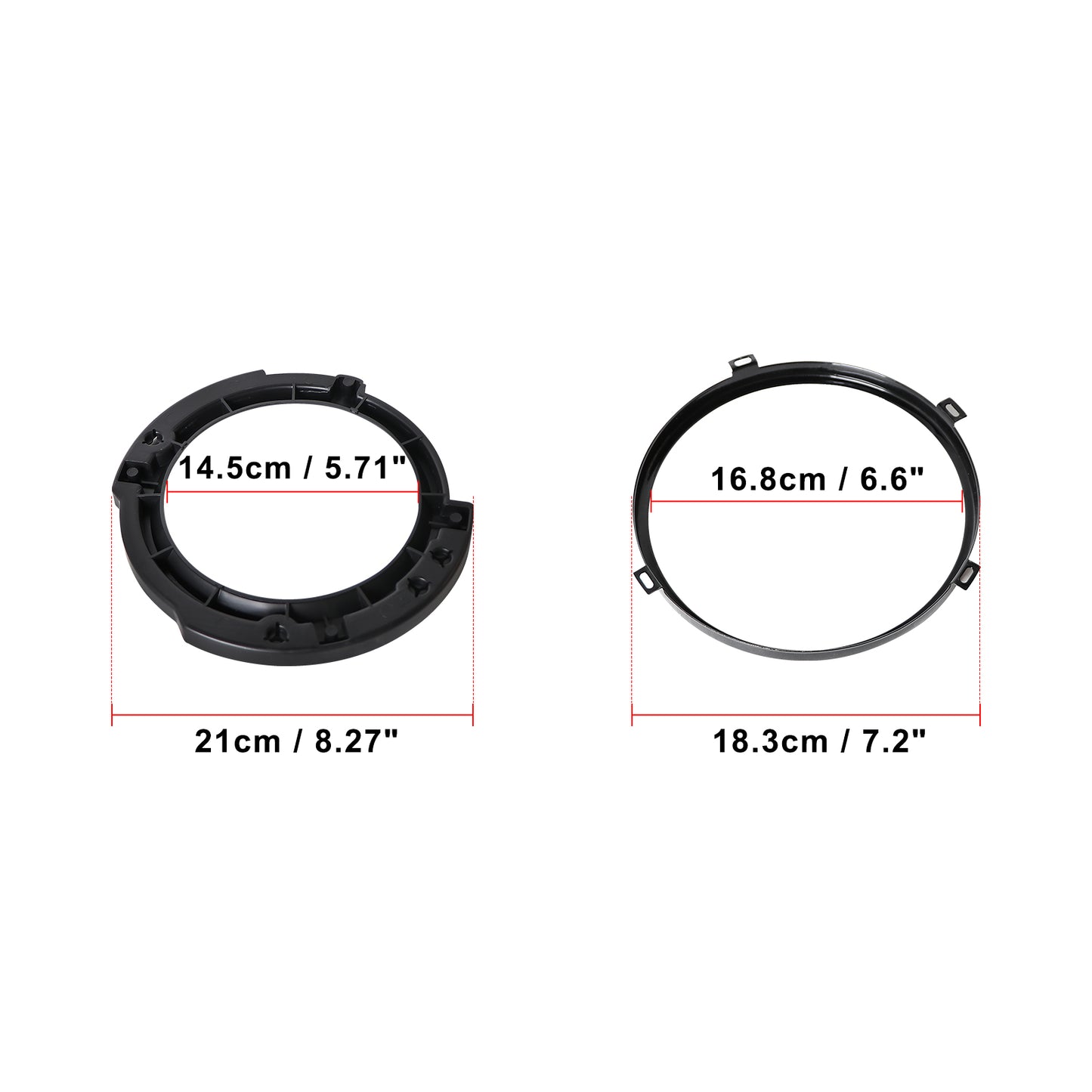 ETL INDUSTRIES 7 Inch Headlight Mounting Bracket Assembly Set with Round Headlight Metal Ring for 2007-2017 Jeep Wrangler JK