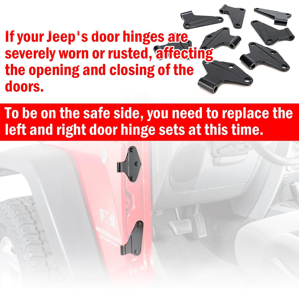 ETL INDUSTRIES Door Hinges Kit for Jeep Wrangler JK JKU 2007-2018 4 Door, Interior and Outside 4 Door Hinge