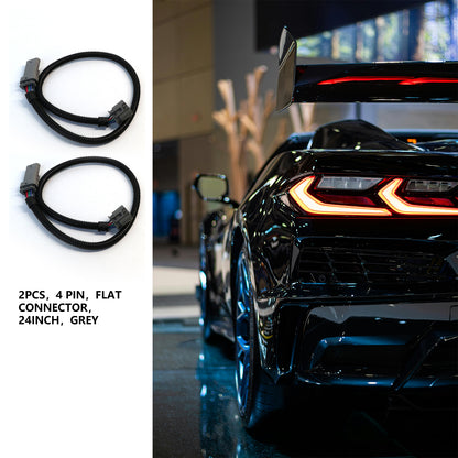 ETL INDUSTRIES 2Pcs 24IH 4 Pin O2 Oxygen Sensor Extension Harness Wires for C7 Z06 Corvette Camaro LT1 LT4 LT5 Gen V SUV Flat Connector Grey