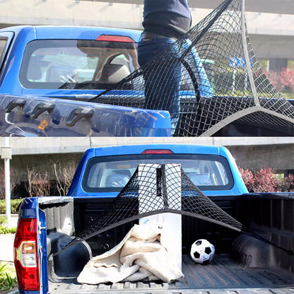 ETL INDUSTRIES Cargo Net for Pickup Truck Bed - Heavy Duty Net Mesh Organizer, 4'x4' Stretch to 7'x7' Highly Elastic Bungee Truck Bed Net with Hooks for Camping, Trip, Daily Light Loads of Trucks