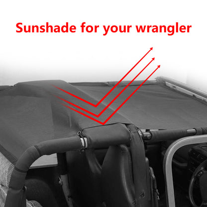 ETL INDUSTRIES Mesh Sunshade Bikini Top for Jeep Wrangler TJ 1997-2006 2 Door Polyester Soft Top Cover UV Sun Protection Sun Shade Roof (Black)
