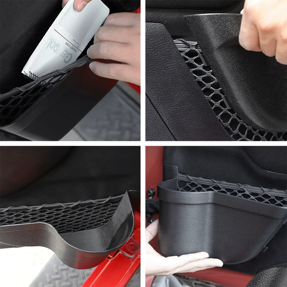 ETL INDUSTRIES Door Storage Pockets for Jeep JK 2007-2018 – 4PCS Front & Rear Organizer Tray Set