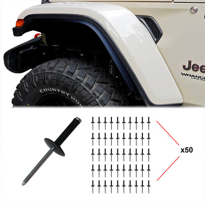 ETL INDUSTRIES 50Pcs Fender Flare Rivet Clips for Jeep JL/JT – Aluminum Fasteners with Nylon Grip