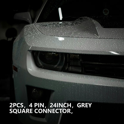 ETL INDUSTRIES 2Pcs 24IH 4 Pin O2 Oxygen Sensor Extension Harness Wires for LS LS1 Camaro Firebird Pontiac Chevy 2004-2012 Square Connector Grey