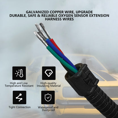 ETL INDUSTRIES 2Pcs 12IH 4 Pin Oxygen Sensor Extension Harness Wires for Chevy Camaro 6.2L 2016-2024 Manual Transmission Flat Connector, Black