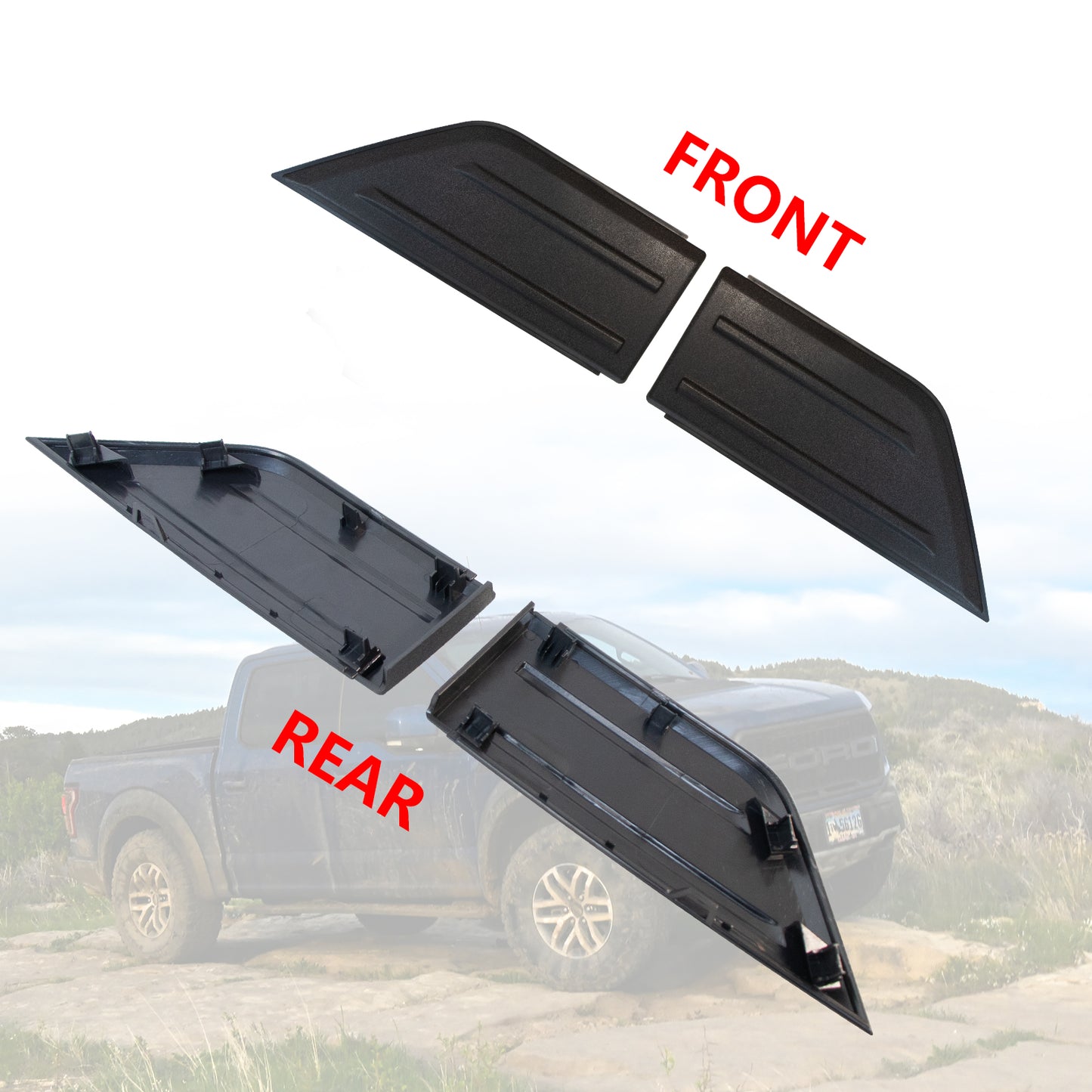 ETL INDUSTRIES Bumper Guard Cap Cover Inserts for Ford F150 2021-2023, Not For Harley Edition, SVT Models, ML3Z-17E810-AA, ML3Z-17E811-AA