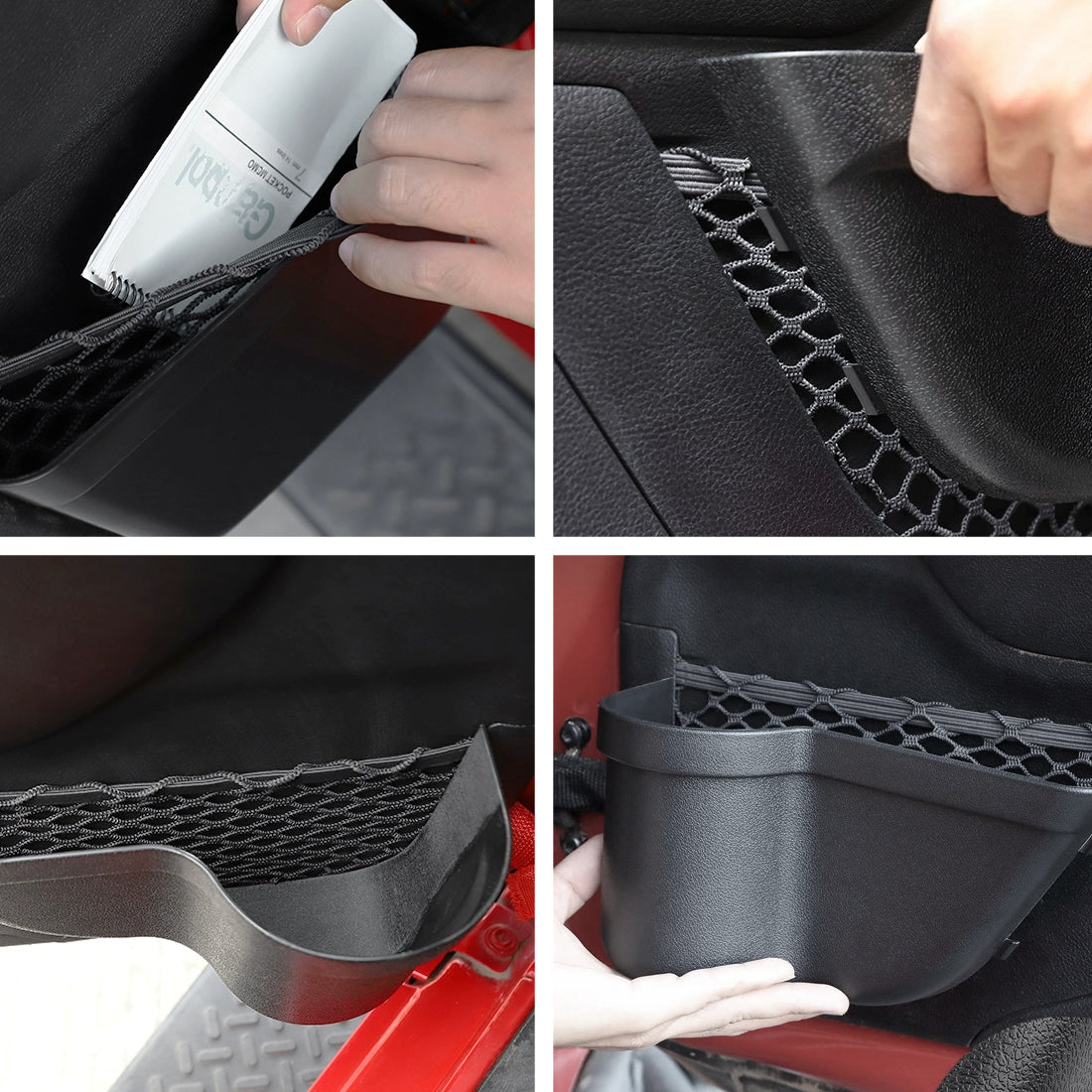 ETL INDUSTRIES Door Storage Pockets for Jeep Wrangler JL/JT 2018-2023 – 4-Piece Set