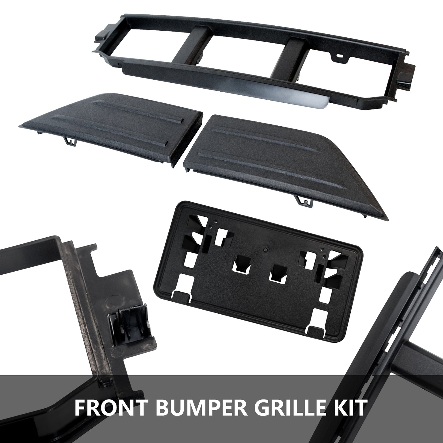 ETL INDUSTRIES Front Bumper Grille, Guards Pads & License Plate Frame Bracket Kit Compatible with Ford F-150 2021-2023 Lower Center Cover Spacer Panel, ML3Z17B968BB ML3Z17B968BA