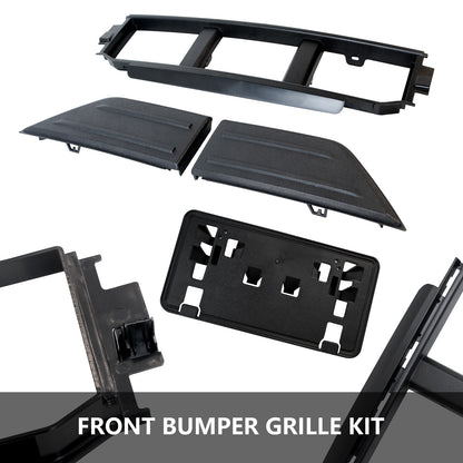 ETL INDUSTRIES Front Bumper Grille, Guards Pads & License Plate Frame Bracket Kit Compatible with Ford F-150 2021-2023 Lower Center Cover Spacer Panel, ML3Z17B968BB ML3Z17B968BA