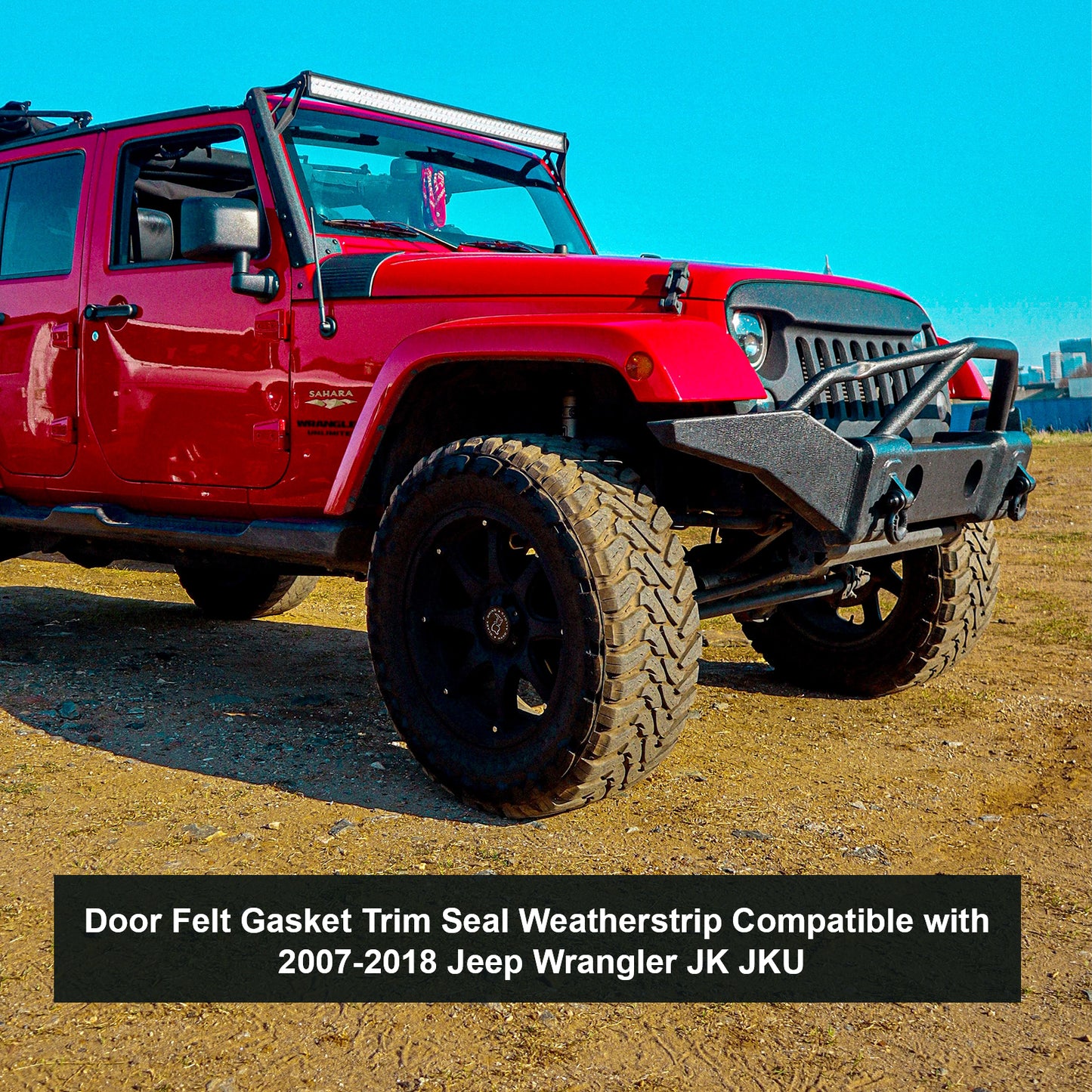 ETL INDUSTRIES 2PCS Left Driver and Right Passenger Side Door Felt Gasket Trim Seal Weather Strip Kit Fits 2007-2018 for Jeep Wrangler JK Door Seal Replaces 55395274AW 55395275AW 12303.21 12303.22