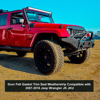 ETL INDUSTRIES 2PCS Left Driver and Right Passenger Side Door Felt Gasket Trim Seal Weather Strip Kit Fits 2007-2018 for Jeep Wrangler JK Door Seal Replaces 55395274AW 55395275AW 12303.21 12303.22