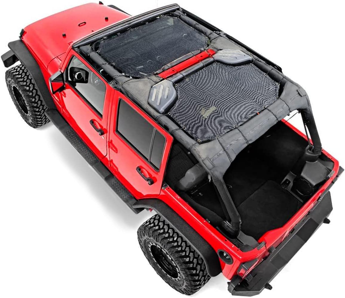 ETL INDUSTRIES Mesh Sunshade Bikini Top for Jeep Wrangler 2007-2018 JK Unlimited 4 Door Soft Top Cover UV Sun Protection Sun Shade Roof, Front & Rear