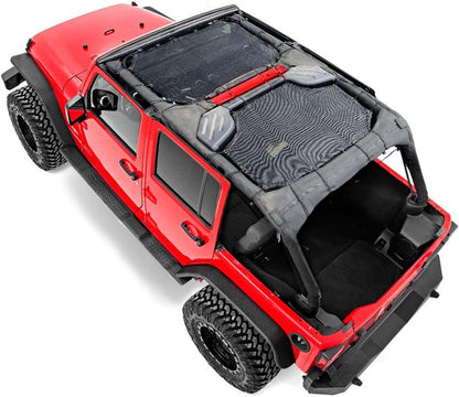ETL INDUSTRIES Mesh Sunshade Bikini Top for Jeep Wrangler 2007-2018 JK Unlimited 4 Door Soft Top Cover UV Sun Protection Sun Shade Roof, Front & Rear