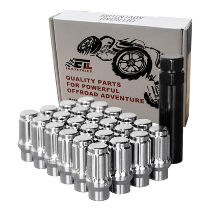 ETL INDUSTRIES M12x1.5 Spline Lug Nuts for Toyota Tacoma 4Runner – 24 Pcs Extended Closed End, 60° Cone, with Socket Key