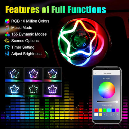 9 Inch Headlight RGB Halo Led Round with Amber Turn Signal,Star Shape Chasing Headlights Compatible with Gladiator JT 2018-2020 Wrangler JL JLU Sahara Rubicon