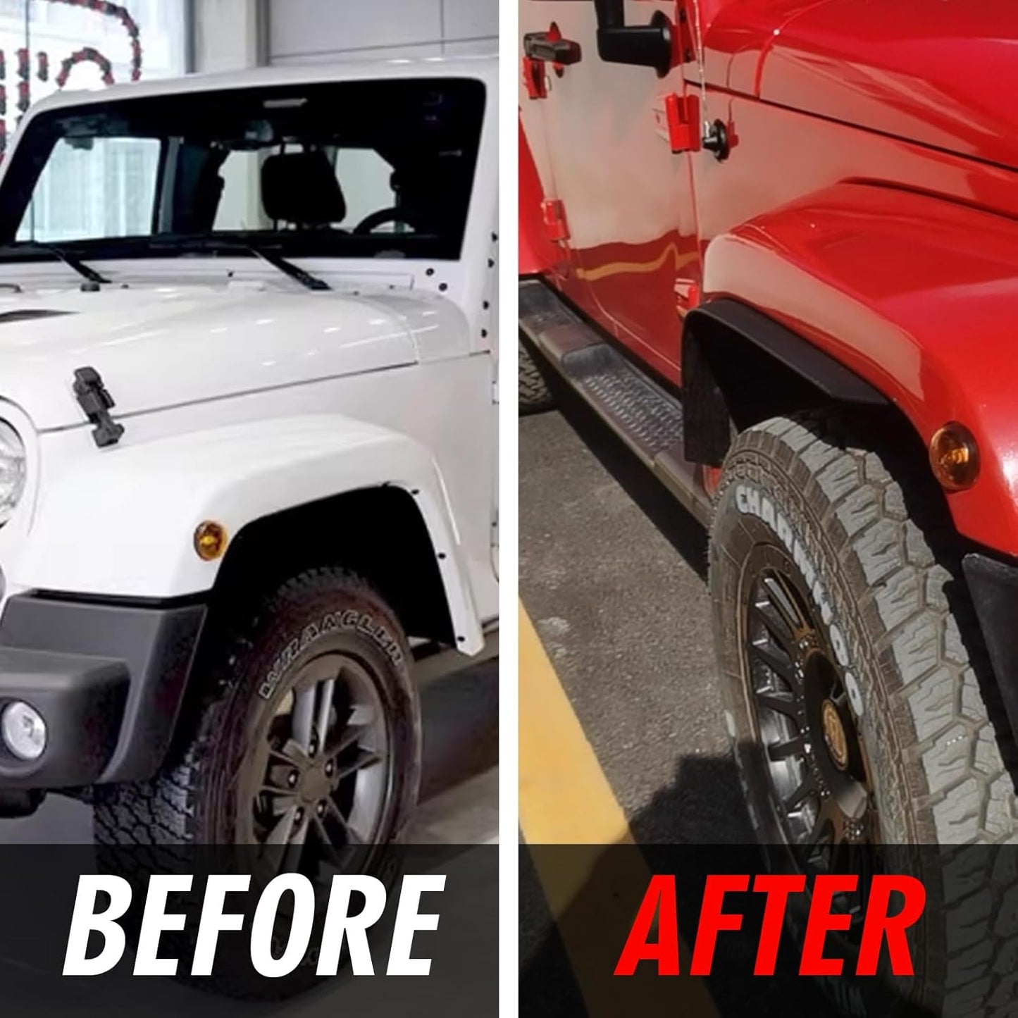 ETL INDUSTRIES Fender Flare Extensions for Jeep Wrangler JK JKU 2007-2018 – Factory Widened, Impact Resistant ABS Plastic (4Pcs Set)