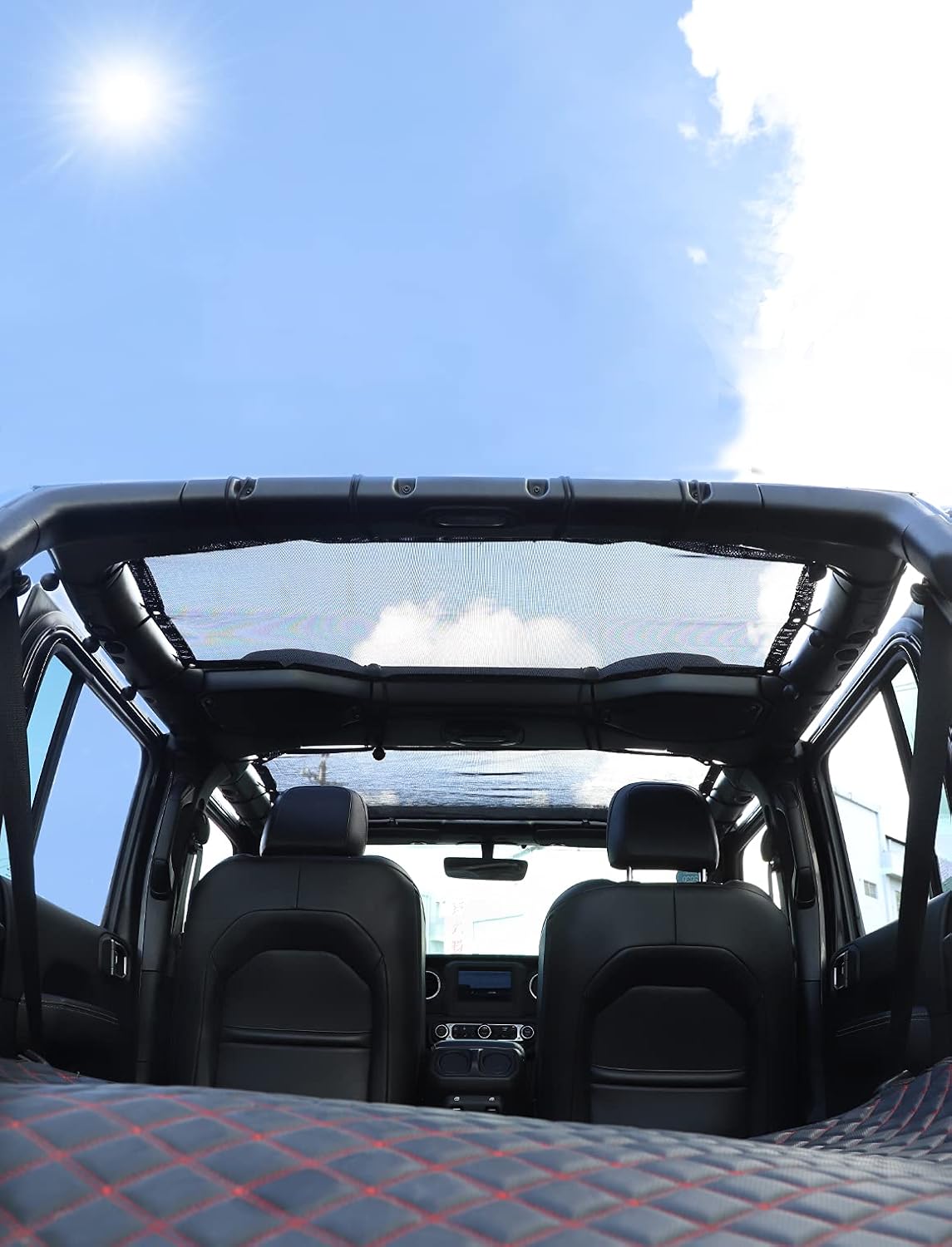 ETL INDUSTRIES Mesh Sunshade Bikini Top for Jeep Wrangler 2007-2018 JK Unlimited 4 Door Soft Top Cover UV Sun Protection Sun Shade Roof, Front & Rear