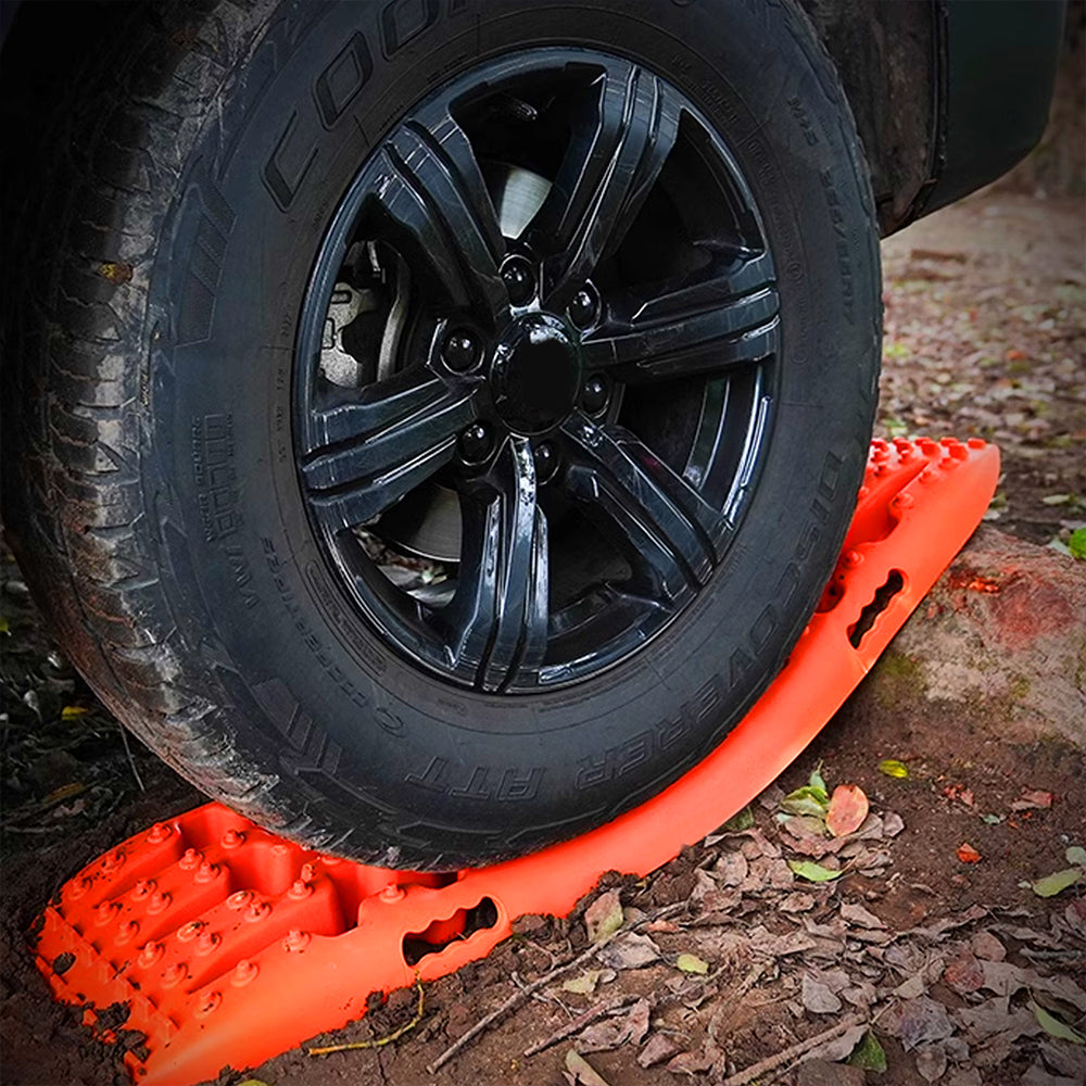 ETL INDUSTRIES Plastic Off-Road Traction Board Recovery Tracks 4WD Tire Ladder Traction Mats with Bag for Truck | Sand | Mud | Snow Ladder Ramps (Red)