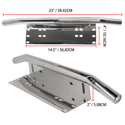 ETL INDUSTRIES Front License Plate Light Bar Mount Bracket Stainless Steel LED Lighting Bar Holder Universal Fit for Jeep Off-Road (Chrome)