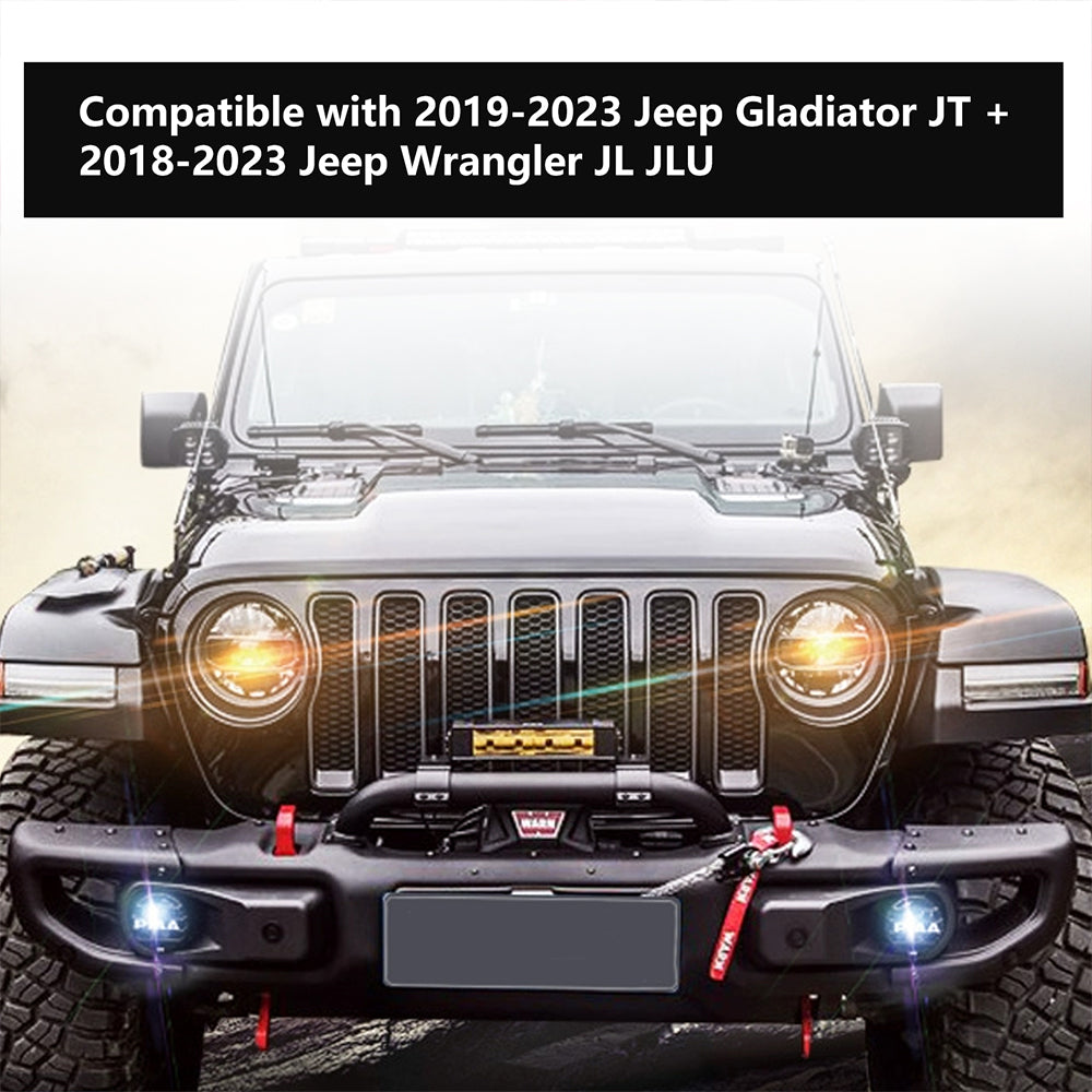 ETL INDUSTRIES Front Steel Brush Guard Fits 2019-2023 for Jeep Gladiator JT & 2018-2023 for Jeep Wrangler JL JLU Rubicon Bumper Steel Bar Grille Brush Guard