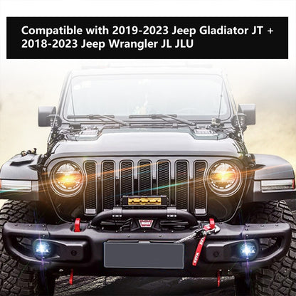 ETL INDUSTRIES Front Steel Brush Guard Fits 2019-2023 for Jeep Gladiator JT & 2018-2023 for Jeep Wrangler JL JLU Rubicon Bumper Steel Bar Grille Brush Guard
