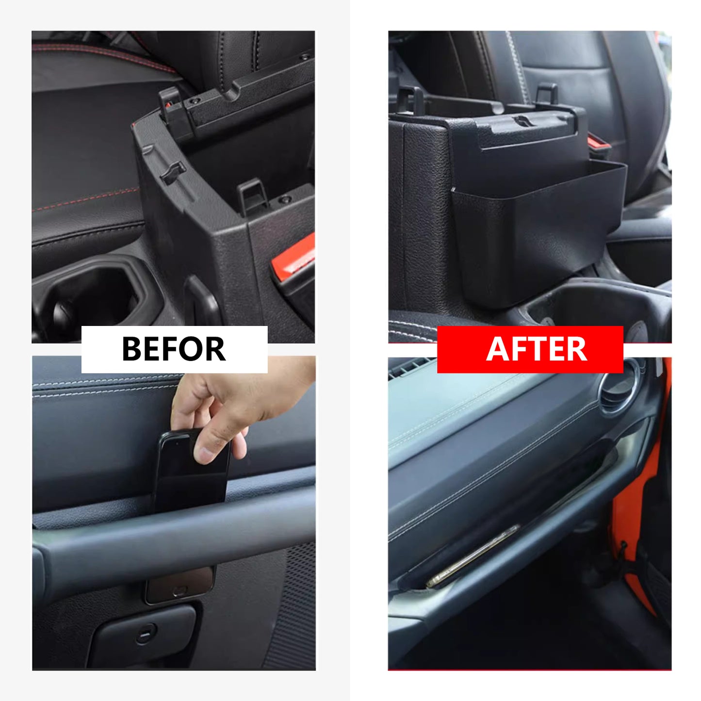 ETL INDUSTRIES 4PCS Center Console Organizer Storage Box for 2024 2025 Jeep Wrangler JL JLU 4XE and Gladiator JT, Gear Shift Console Tray Organizer, Hanging Armrest Storage Box, Co-Pilot Organizer