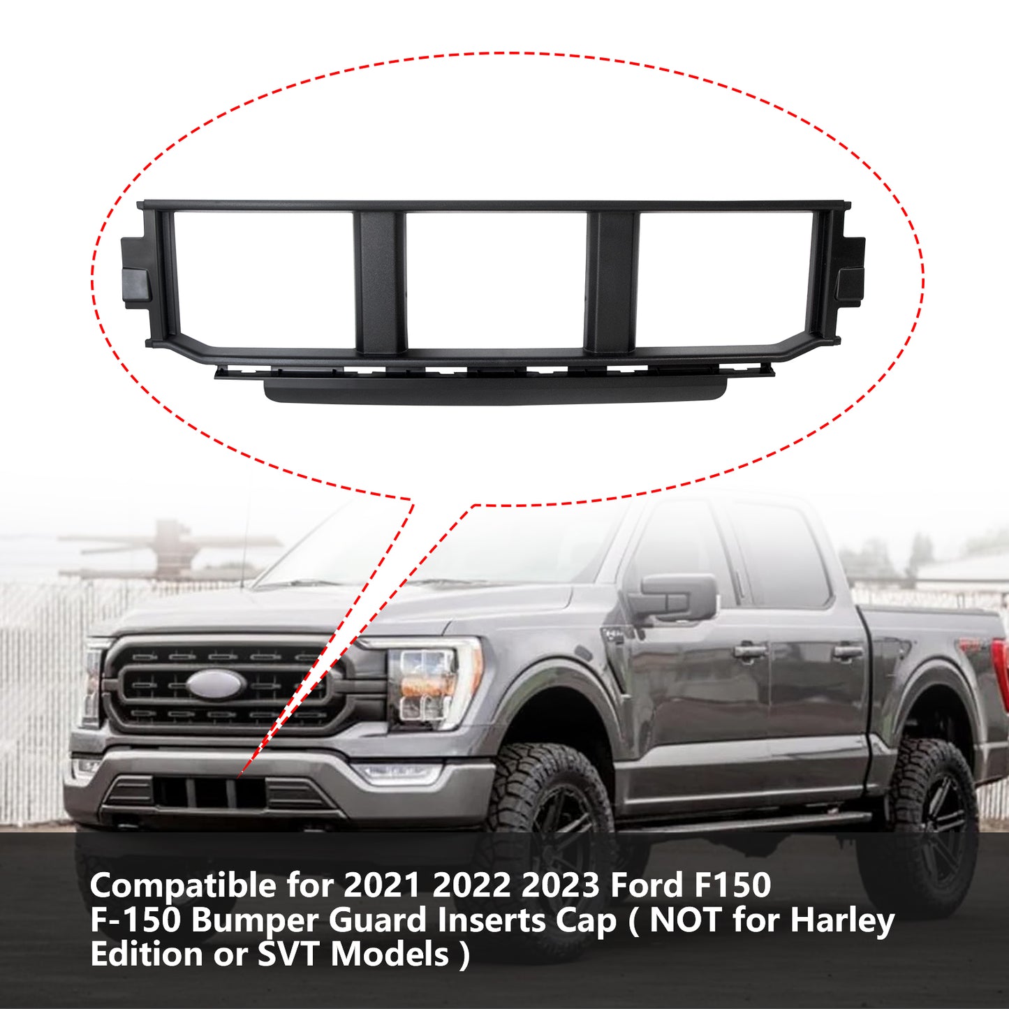 ETL INDUSTRIES Front Bumper Grille for Ford F150 2021-2023, Lower Center Bumper Cover Insert Panel, ML3Z17B968BB, ML3Z17B968BA
