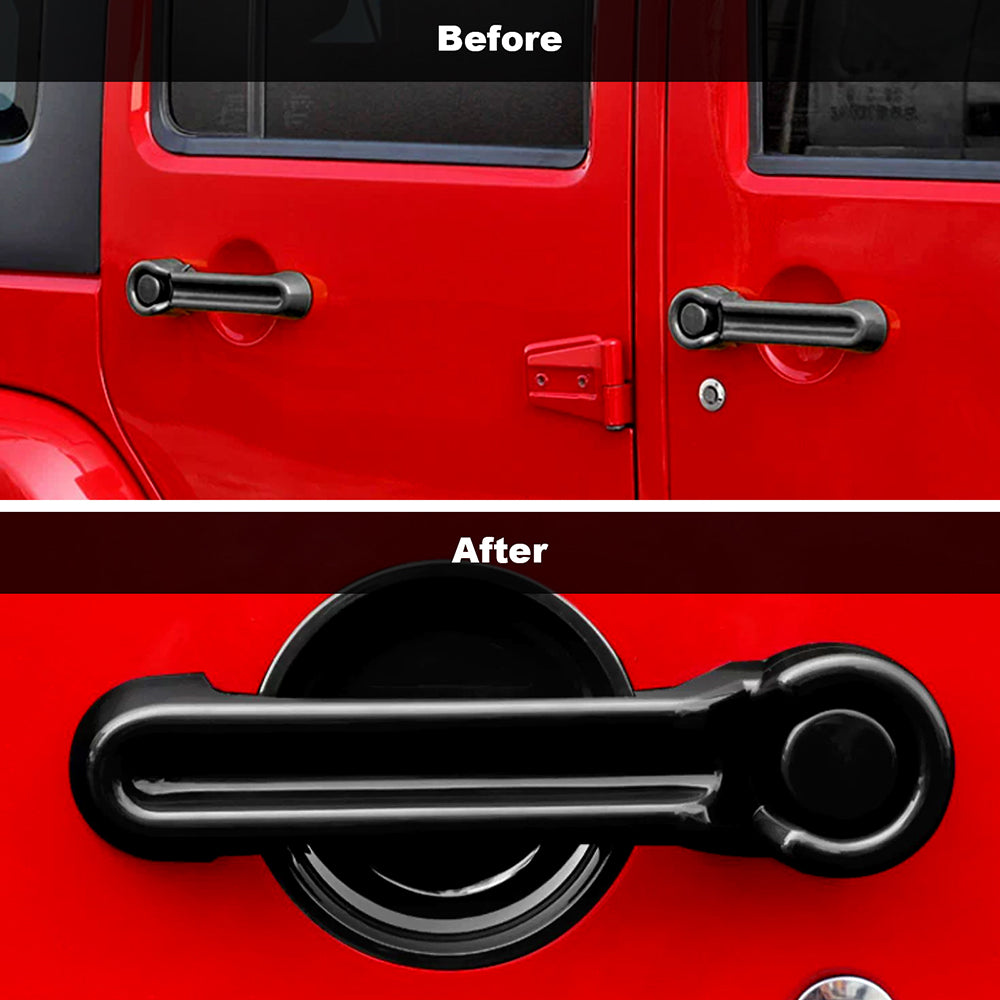 ETL INDUSTRIES 15PCS Door Handle Inserts Cover Kit & Tailgate Handle Cover & Door Handle Recess Guards for Jeep Wrangler JK JKU 2007-2017 Black Exterior Accessories