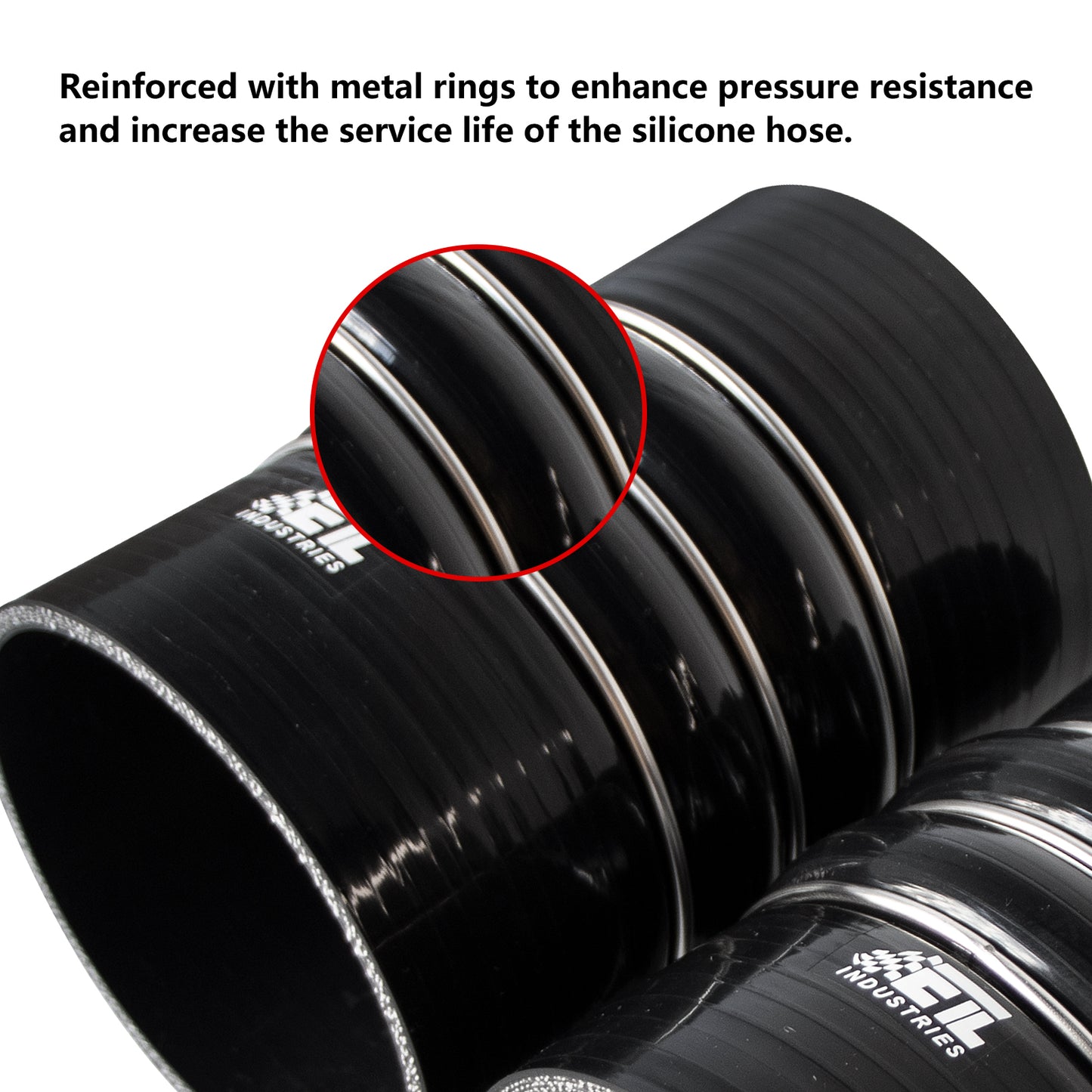 ETL INDUSTRIES 2PCS Silicone CAC Charge Air Cooler Hump Hose Boot Set 3IH ID, 6IH Length 4-Ply Reinforced Universal Silicone Cac Hose with Stainless Steel Clamp