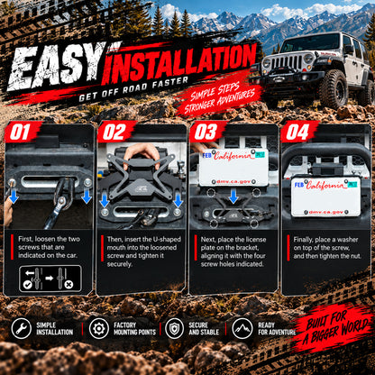 Universal Flip-Up License Plate Mount for 10" Hawse Fairlead – Heavy Duty Winch Bracket
