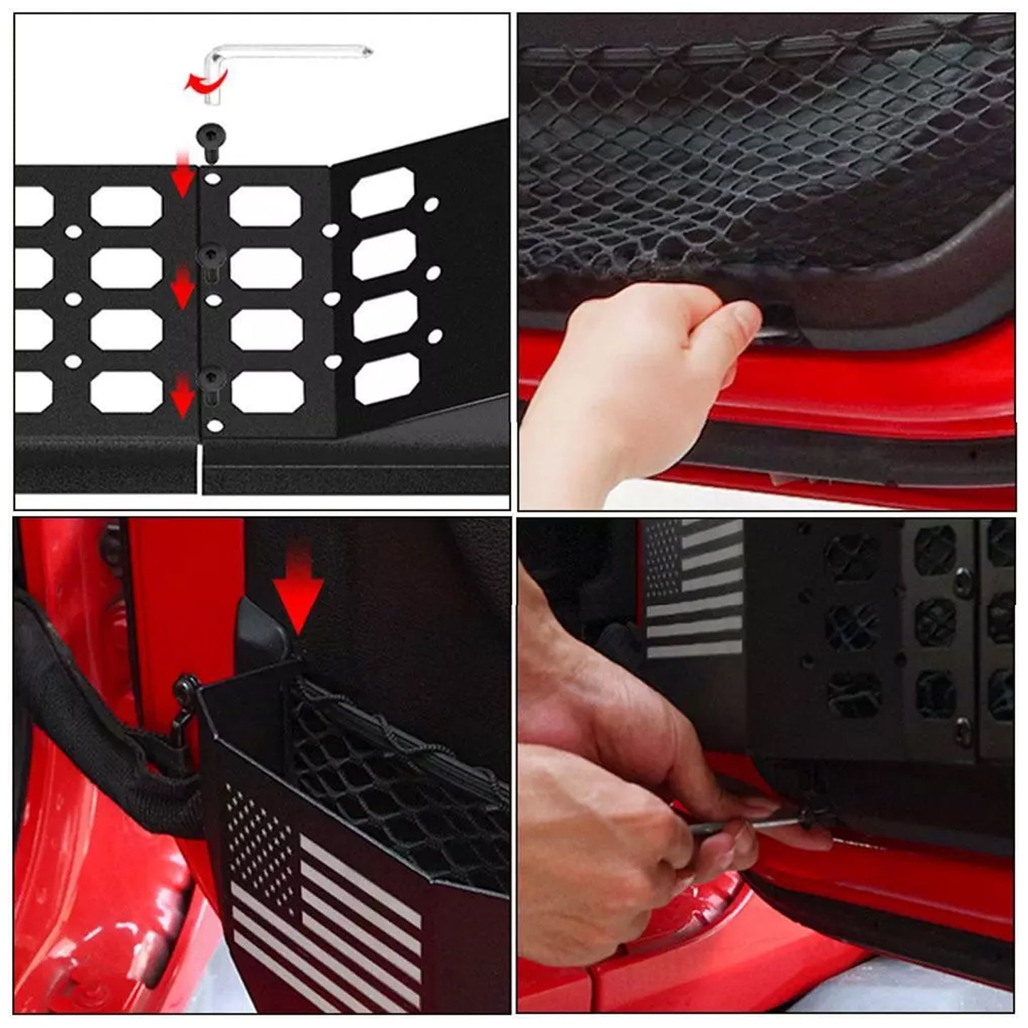 ETL INDUSTRIES Metal Front Door Storage Pockets For 2018-2024 Jeep Wrangler JL JLU 4XE & 2020-2024 Gladiator JT, Door Side Insert Organizer Tray Box (Not for Power Seats)