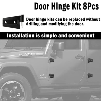ETL INDUSTRIES Door Hinges Kit for Jeep Wrangler JK JKU 2007-2018 4-Door, Interior (Matt) and Outside 4 Door Hinge