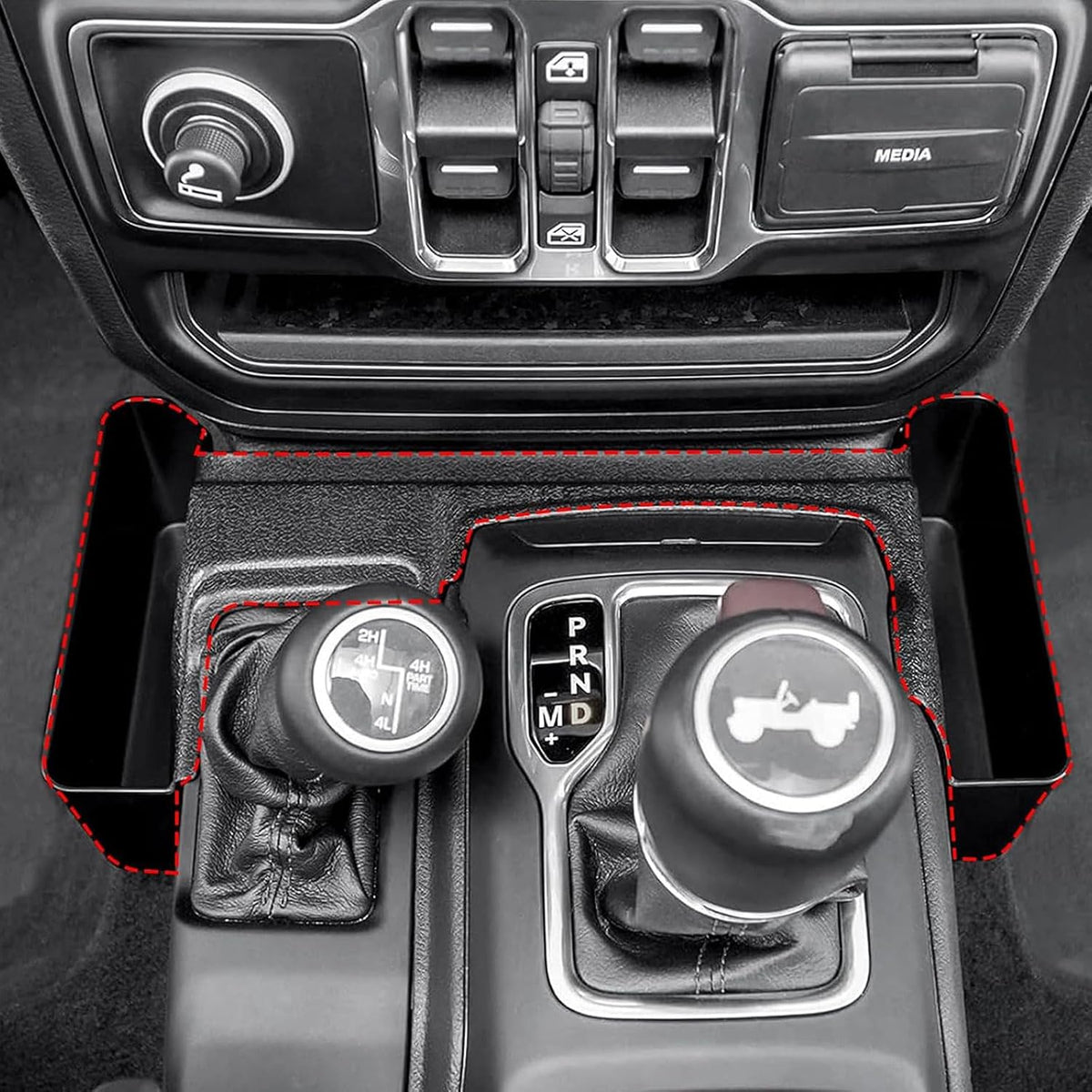 4PCS Center Console Organizer Kit for Jeep Wrangler JL/JLU 2018–2023 & Gladiator JT 2020–2023