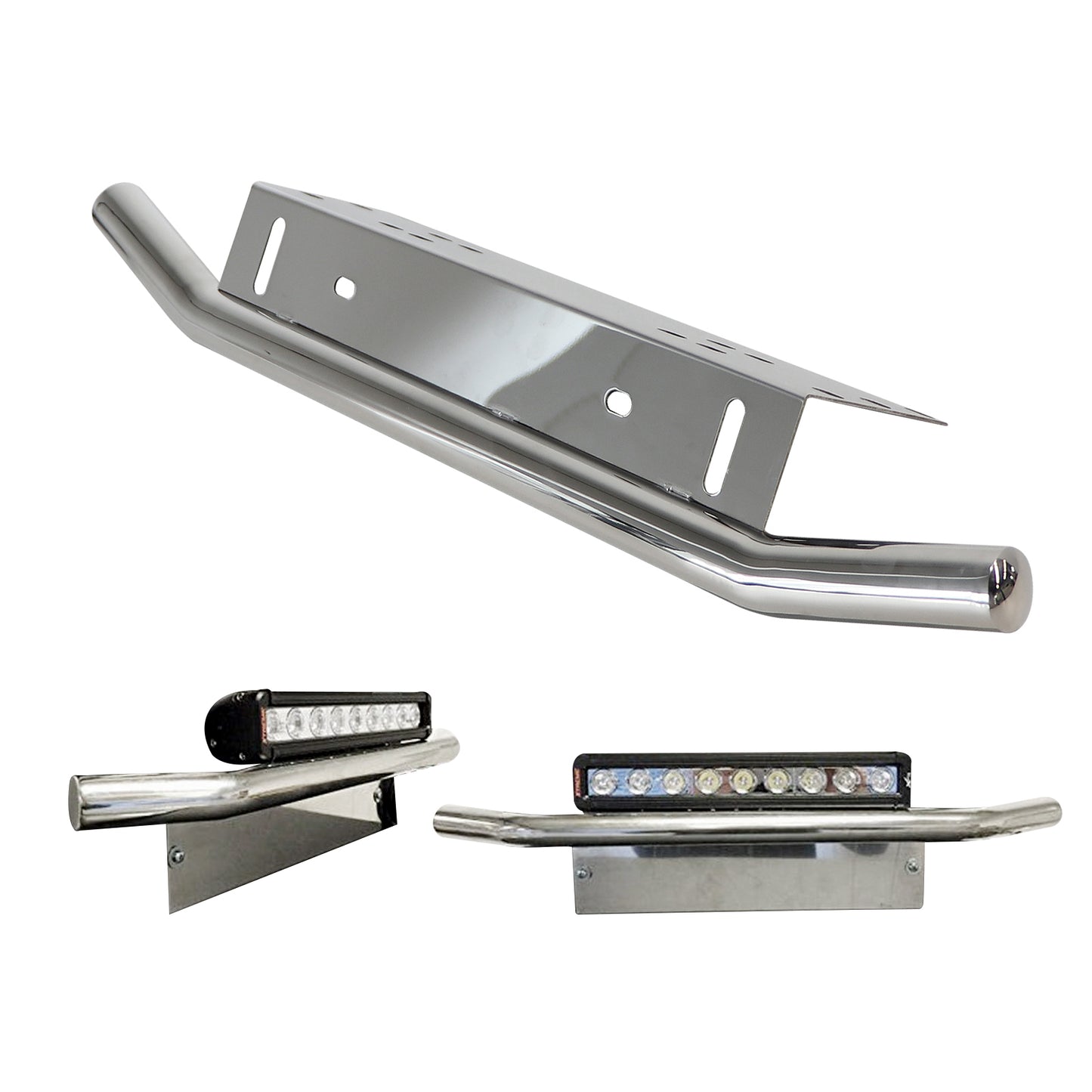 ETL INDUSTRIES Front License Plate Light Bar Mount Bracket Stainless Steel LED Lighting Bar Holder Universal Fit for Jeep Off-Road (Chrome)
