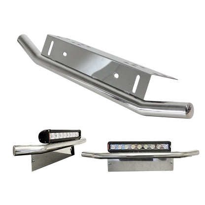 ETL INDUSTRIES Front License Plate Light Bar Mount Bracket Stainless Steel LED Lighting Bar Holder Universal Fit for Jeep Off-Road (Chrome)