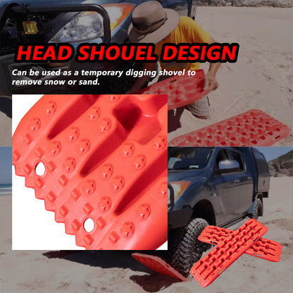 ETL INDUSTRIES Plastic Off-Road Traction Board Recovery Tracks 4WD Tire Ladder Traction Mats with Bag for Truck | Sand | Mud | Snow Ladder Ramps (Red)