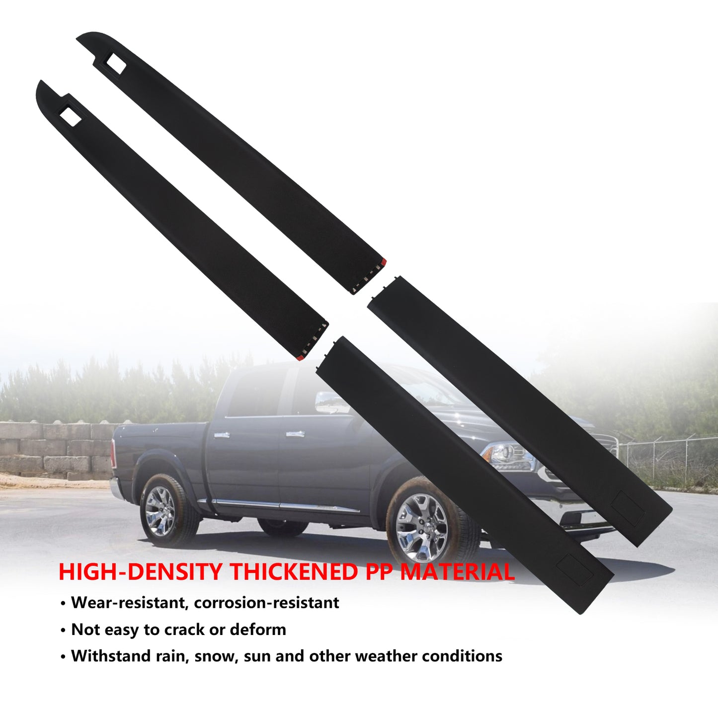 ETL INDUSTRIES Truck Bed Side Rail Caps for Dodge Ram 1500, 5.7ft Bedrails Protectors with Stake Holes, 2009-2018 Models, 5.7' Bed