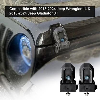 ETL INDUSTRIES Locking Hood Latches with Keys Fits 2018 2019 2020 2021 2022 2023 2024 for Jeep Wrangler JL/Gladiator JT Anti-Theft Hood Latch Cover Catch Buckle Lock Kit Black (2PCS)