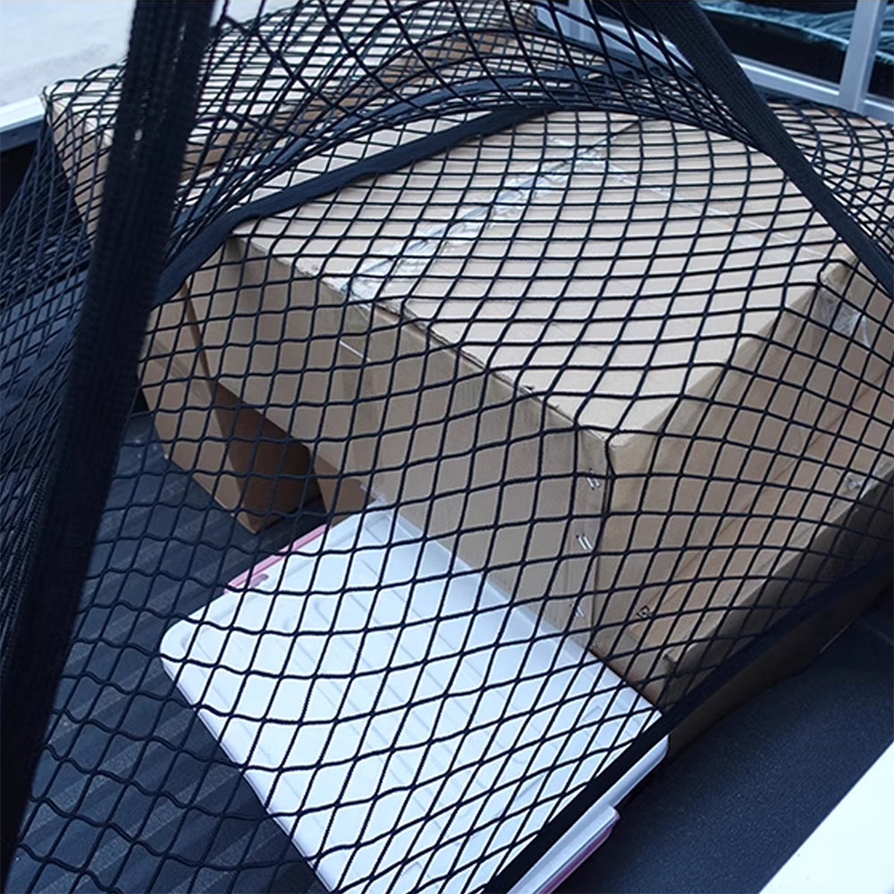 ETL INDUSTRIES Cargo Net for Pickup Truck Bed - Heavy Duty Net Mesh Organizer, 4'x4' Stretch to 7'x7' Highly Elastic Bungee Truck Bed Net with Hooks for Camping, Trip, Daily Light Loads of Trucks