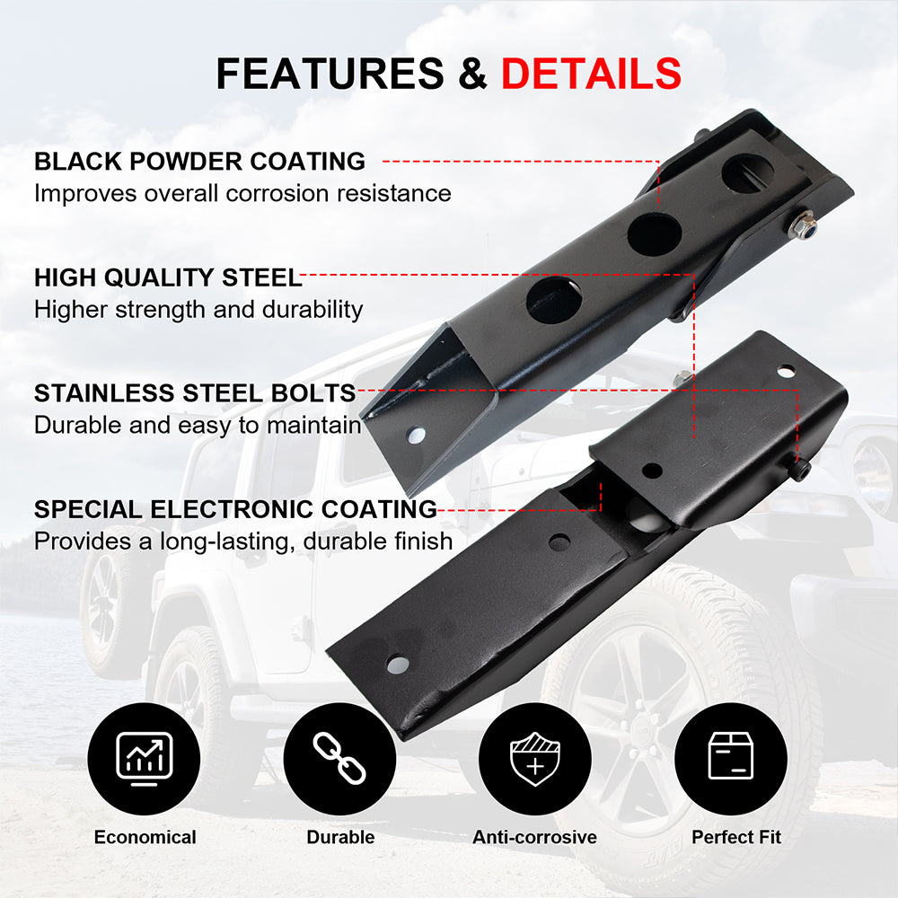 ETL INDUSTRIES Steel Tailgate Hinge Set Reinforced Heavy Duty - Rear Door Hinges Tail Gate Hinge Cover Bracket Fits 1997-2006 for Jeep Wrangler TJ Unlimited 2/4 Door