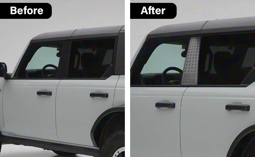 ETL INDUSTRIES American Flag Window Trim for Ford Bronco 2021-2025 4 Door – Aluminum Alloy Center Pillar Glass Panel Cover, Exterior Accessories