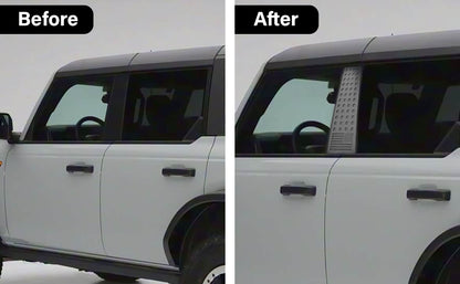 ETL INDUSTRIES American Flag Window Trim for Ford Bronco 2021-2025 4 Door – Aluminum Alloy Center Pillar Glass Panel Cover, Exterior Accessories