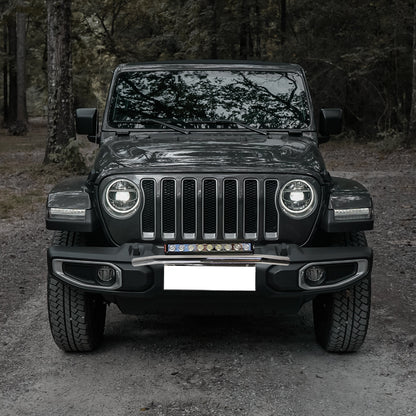 ETL INDUSTRIES Front License Plate Light Bar Mount Bracket Stainless Steel LED Lighting Bar Holder Universal Fit for Jeep Off-Road (Chrome)