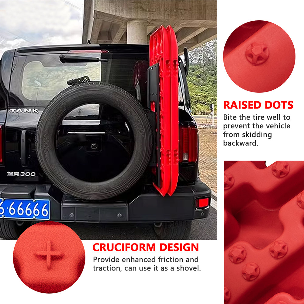 ETL INDUSTRIES Plastic Off-Road Traction Board Recovery Tracks 4WD Tire Ladder Traction Mats with Bag for Truck | Sand | Mud | Snow Ladder Ramps (Red)