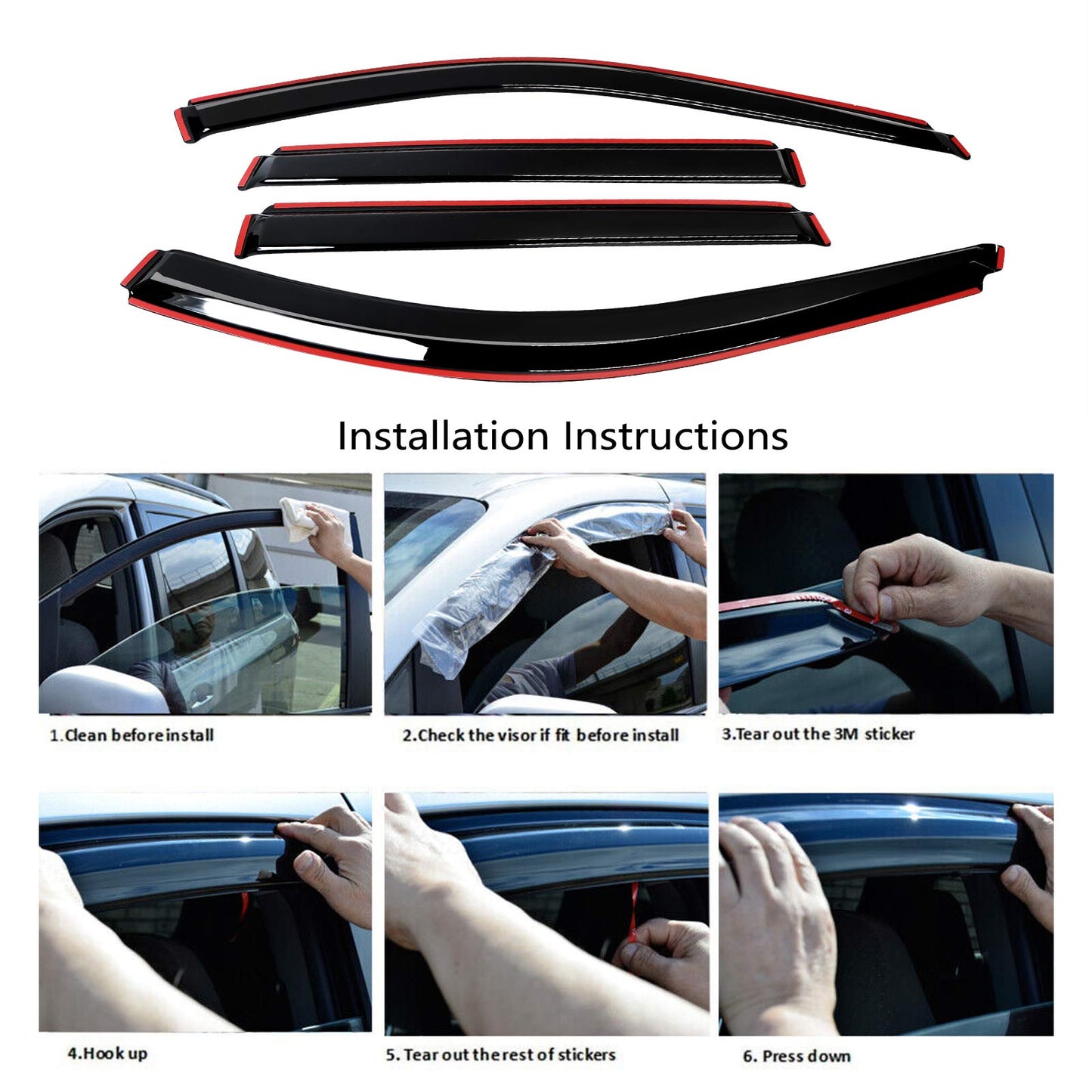 ETL INDUSTRIES in-Channel Side Window Visors Deflectors Rain Guards for Jeep Grand Cherokee 2011 2012 2013 2014 2015 2016 2017 2018 - Wind Guards, Vent Visors, Window Deflectors - 4Pcs