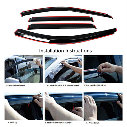 ETL INDUSTRIES in-Channel Side Window Visors Deflectors Rain Guards for Jeep Grand Cherokee 2011 2012 2013 2014 2015 2016 2017 2018 - Wind Guards, Vent Visors, Window Deflectors - 4Pcs