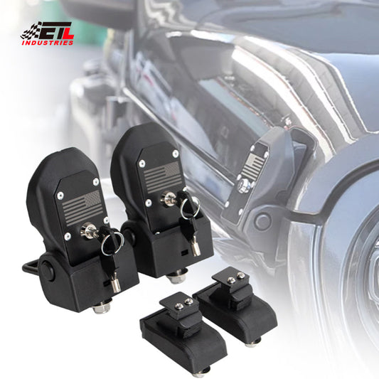 ETL INDUSTRIES Locking Hood Latches with Keys for 2018-2024 Jeep Wrangler JL/Gladiator JT Hood Latch Cover Catch Buckle Lock Kit with USA Flag
