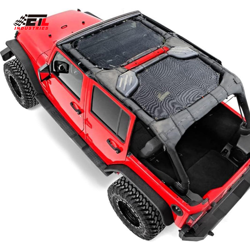 ETL INDUSTRIES Mesh Sunshade Bikini Top for Jeep Wrangler 2007-2018 JK Unlimited 4 Door Soft Top Cover UV Sun Protection Sun Shade Roof, Front & Rear