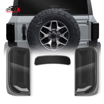 ETL INDUSTRIES 5PCS Smoked Rear Light Cover Kit for 2021–2024 Ford Bronco 2-Door & 4-Door